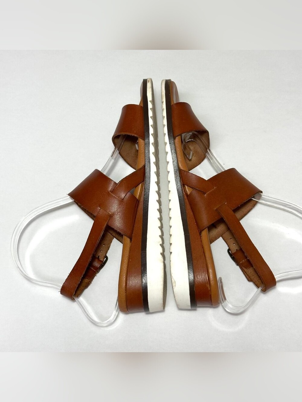Bertuchi Spain Brown Leather Slingback Sandals Size 39 US 8/8.5 Wedge Platforms - Picture 9 of 16